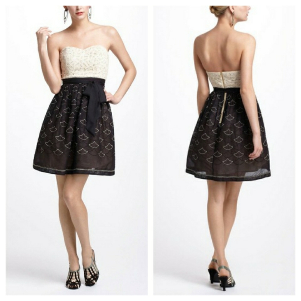 Anthropologie Meadow Rue Lace Strapless Dress